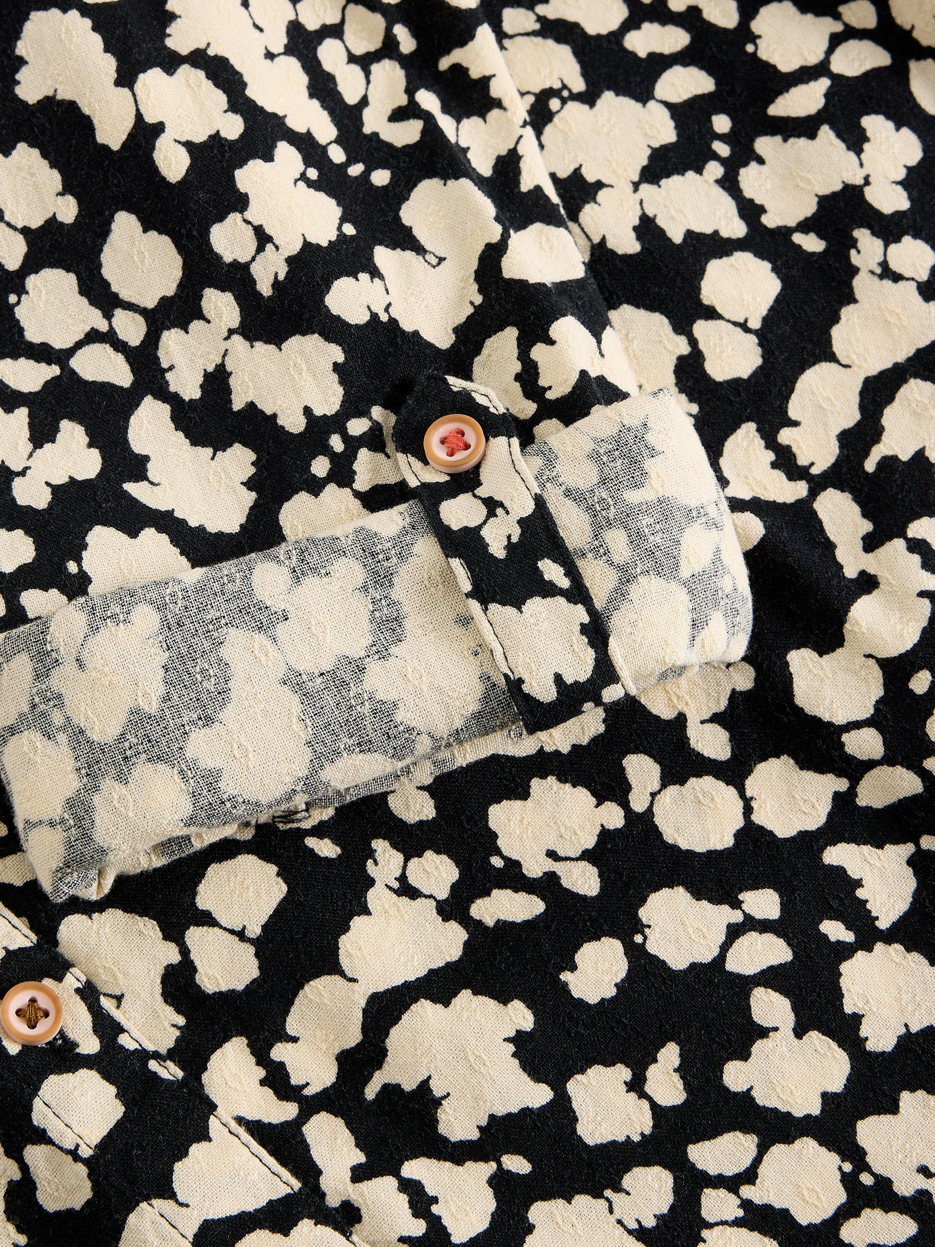 Product image 6 of 6, which shows White Stuff Sophie Cotton Blend Spot Long Sleeve Collar Blouse, Black/Multi, 6