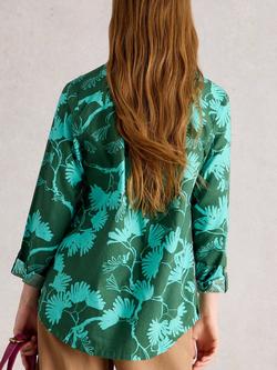 White Stuff Sophie Leaves Jersey Shirt, Green - view 2, Green