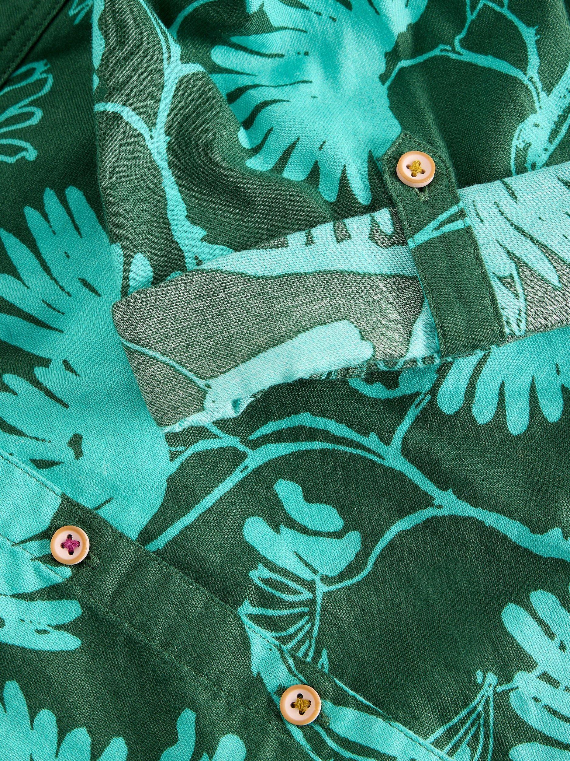 Product image 6 of 6, which shows White Stuff Sophie Leaves Jersey Shirt, Green, 8