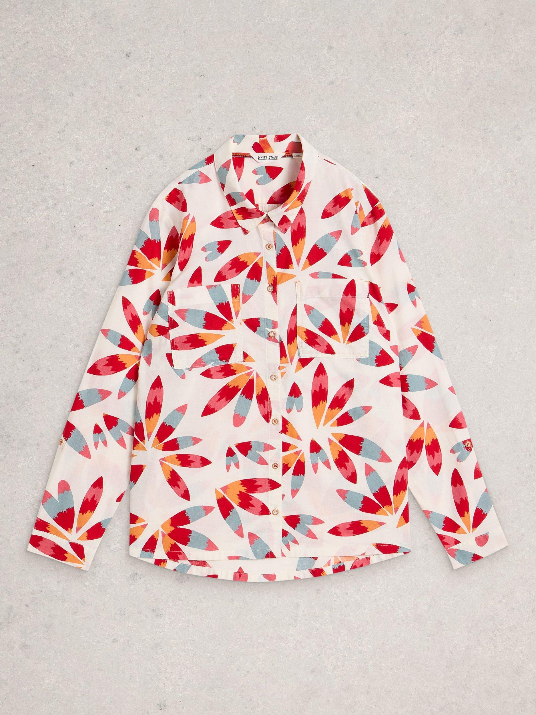 Product image 5 of 6, which shows White Stuff Sophie Abstract Leaf Shirt, Ivory/Multi, 8