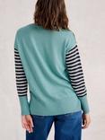 White Stuff Olive Stripe Floral Jumper, Green/Multi