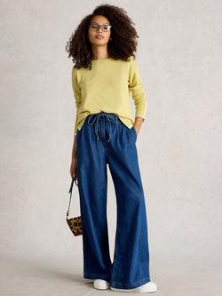 White Stuff Olive Organic Cotton Blend Round Neck Jumper, Light Yellow