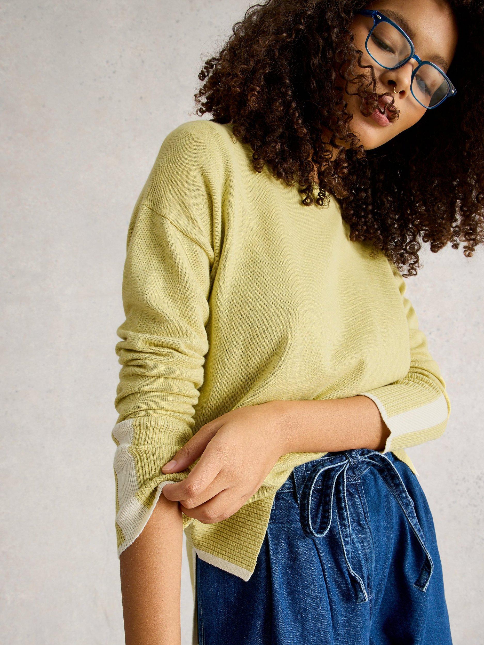 Product image 3 of 6, which shows White Stuff Olive Organic Cotton Blend Round Neck Jumper, Light Yellow, 6