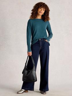 White Stuff Olive Organic Cotton Blend Round Neck Jumper, Mid Blue