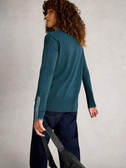 White Stuff Olive Organic Cotton Blend Round Neck Jumper - view 2, Mid Blue