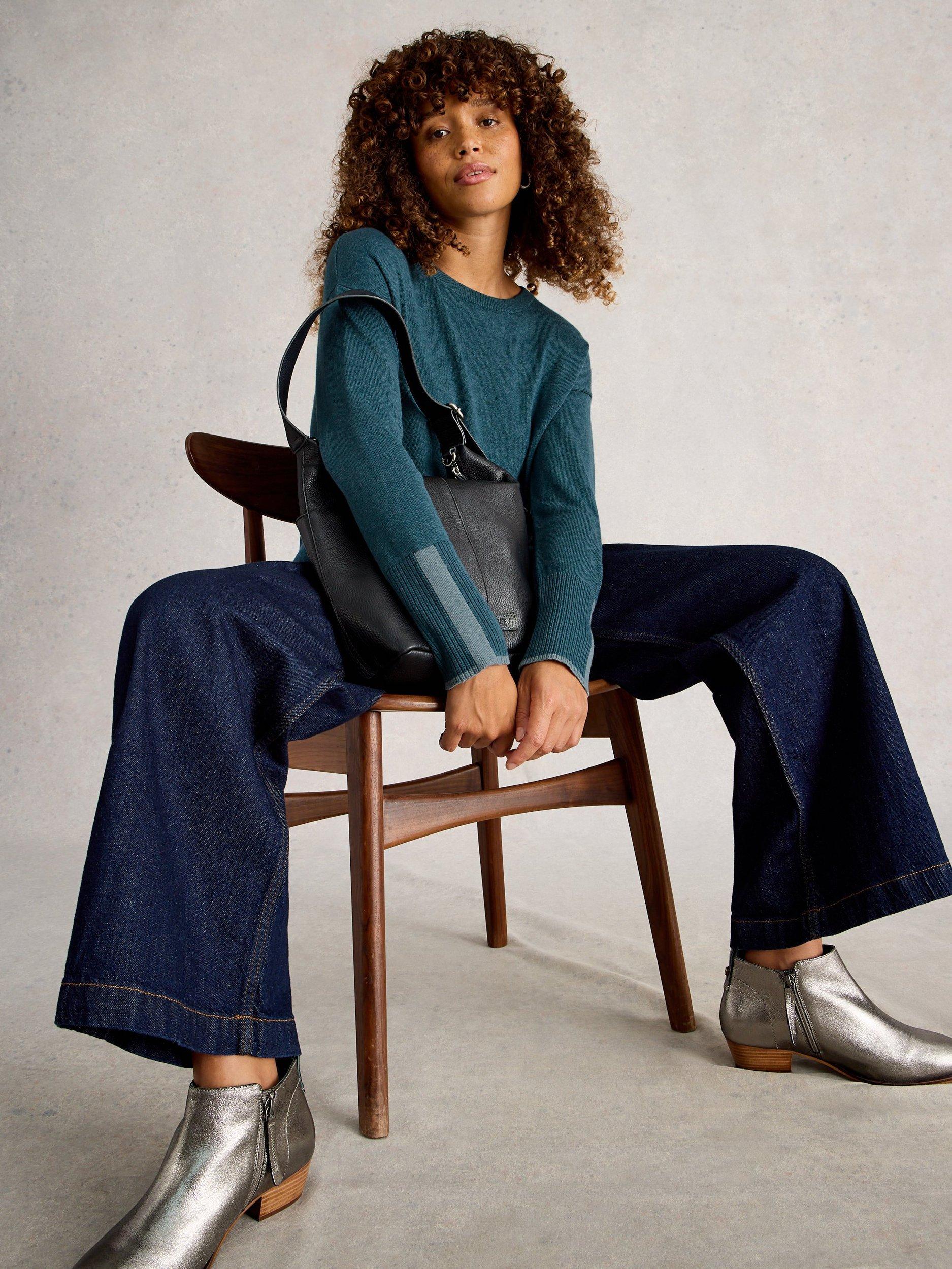 Product image 4 of 6, which shows White Stuff Olive Organic Cotton Blend Round Neck Jumper, Mid Blue, 6