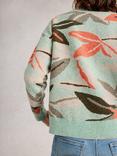 White Stuff Leaves Print Polyester Blend Crew Neck Jumper