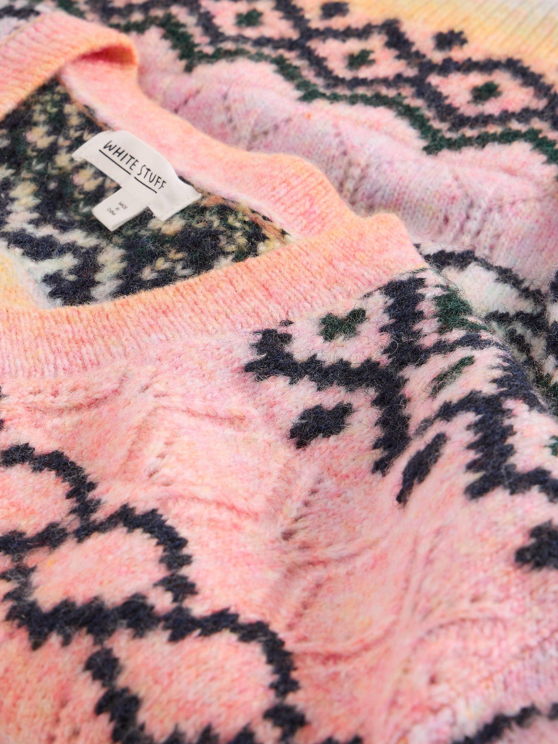 Product image 6 of 6, which shows White Stuff Space Dye Geometric Print Jumper, Pink/Multi, 6