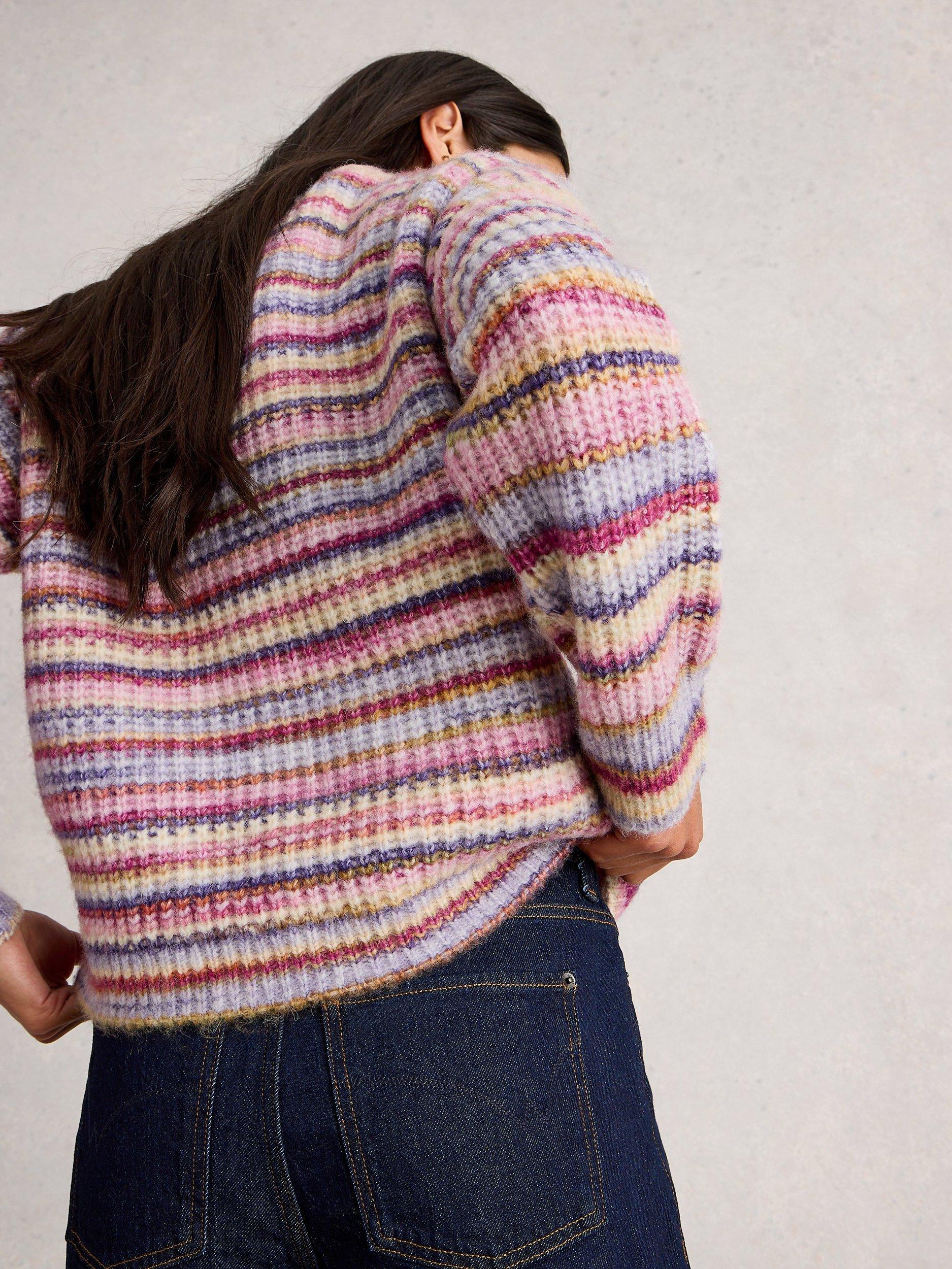 Product image 2 of 6, which shows White Stuff Suzanna Space Dye Stripe Jumper, Pink/Multi, 16