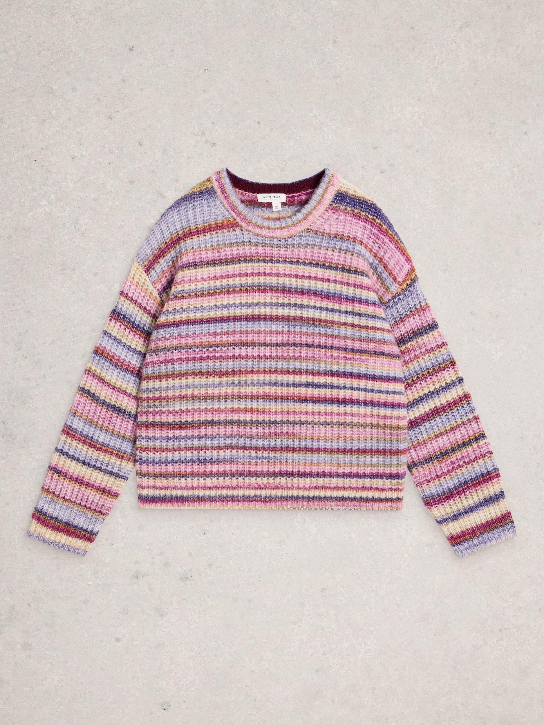 Product image 5 of 6, which shows White Stuff Suzanna Space Dye Stripe Jumper, Pink/Multi, 16