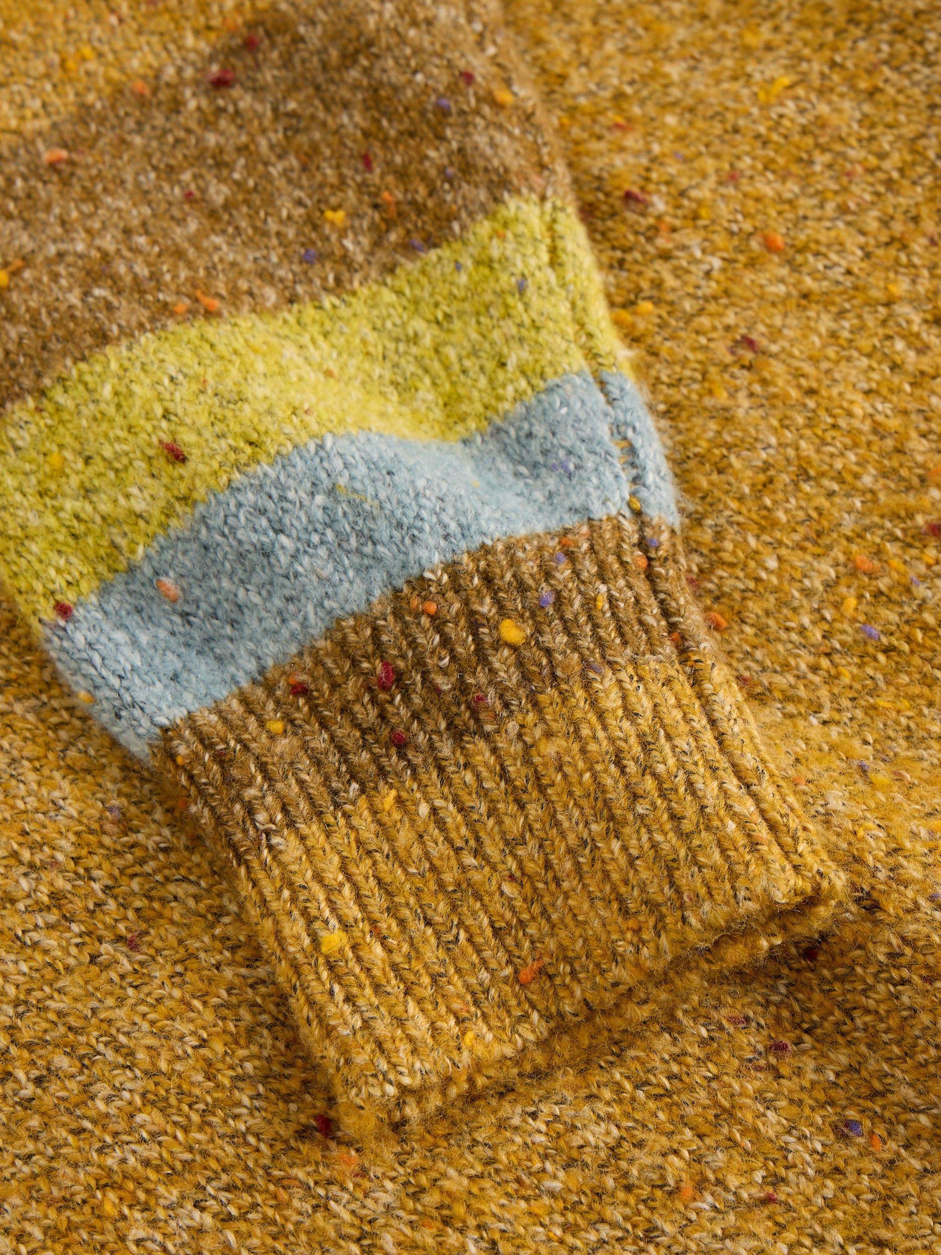 Product image 6 of 6, which shows White Stuff Talia Stripe Cuff Nep Yarn Jumper, Chartreuse/Multi, 6