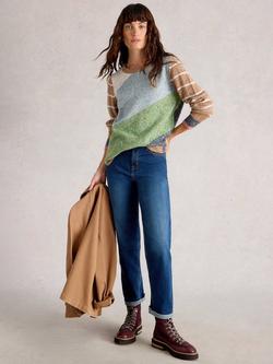 White Stuff Talia Stripe Jumper, Green/Multi, Green/Multi