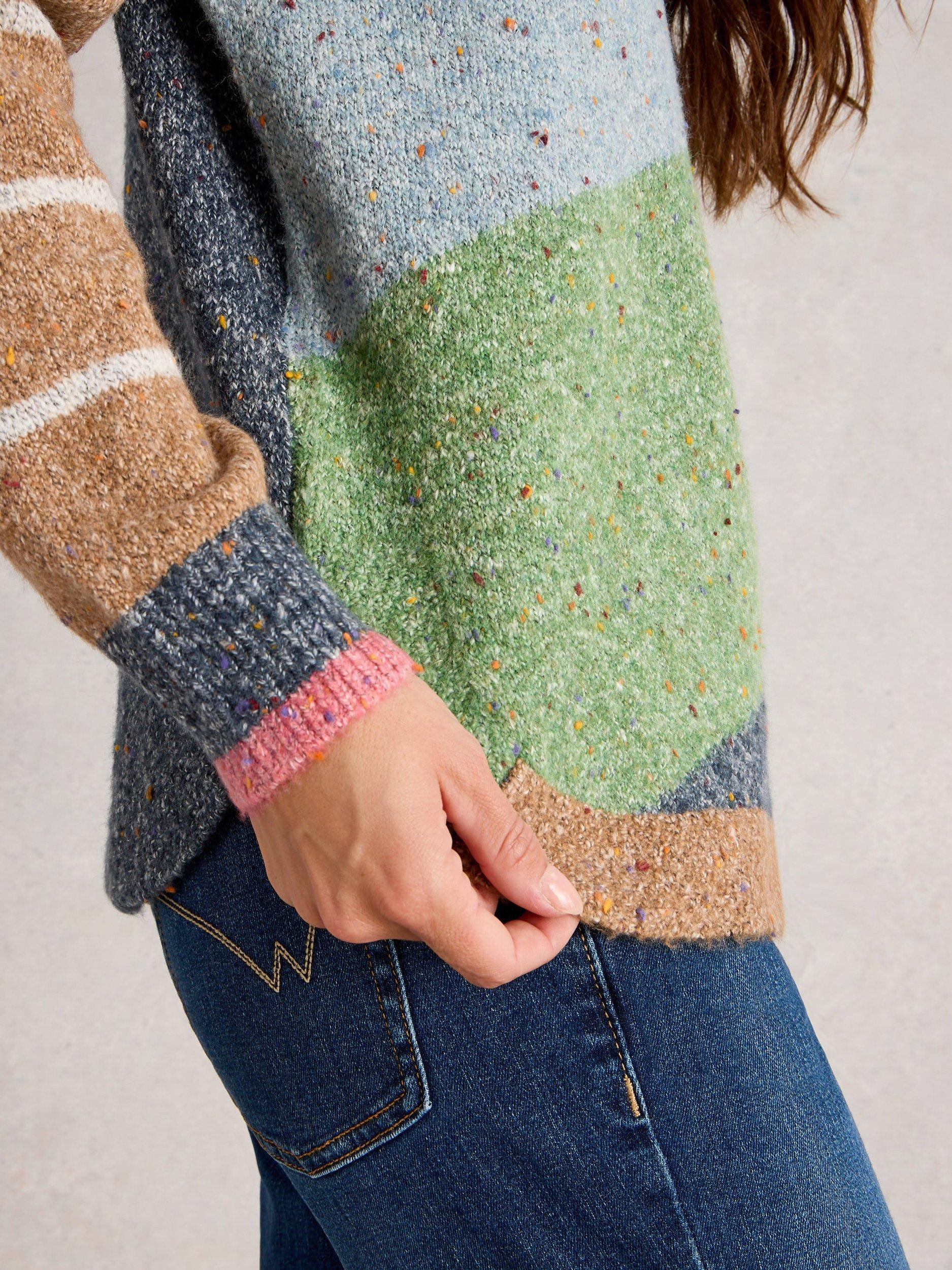 Product image 3 of 6, which shows White Stuff Talia Stripe Jumper, Green/Multi, 6