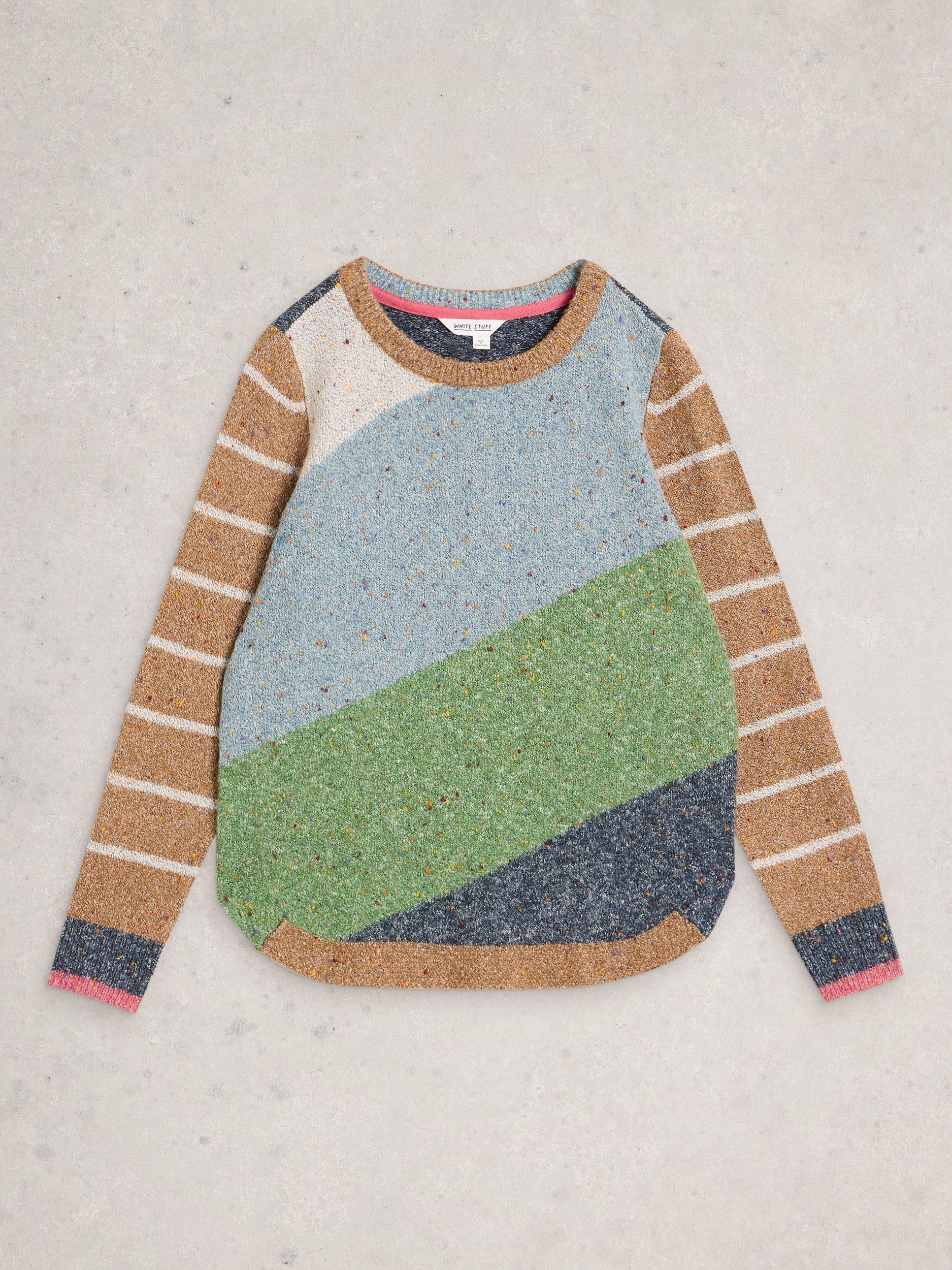 Product image 5 of 6, which shows White Stuff Talia Stripe Jumper, Green/Multi, 6