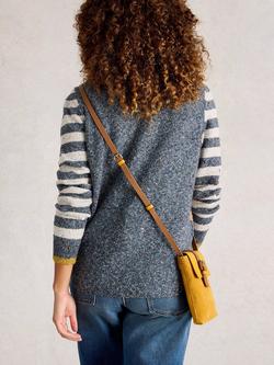 White Stuff Talia Check Stripe Jumper, Pink/Multi - view 2, Pink/Multi