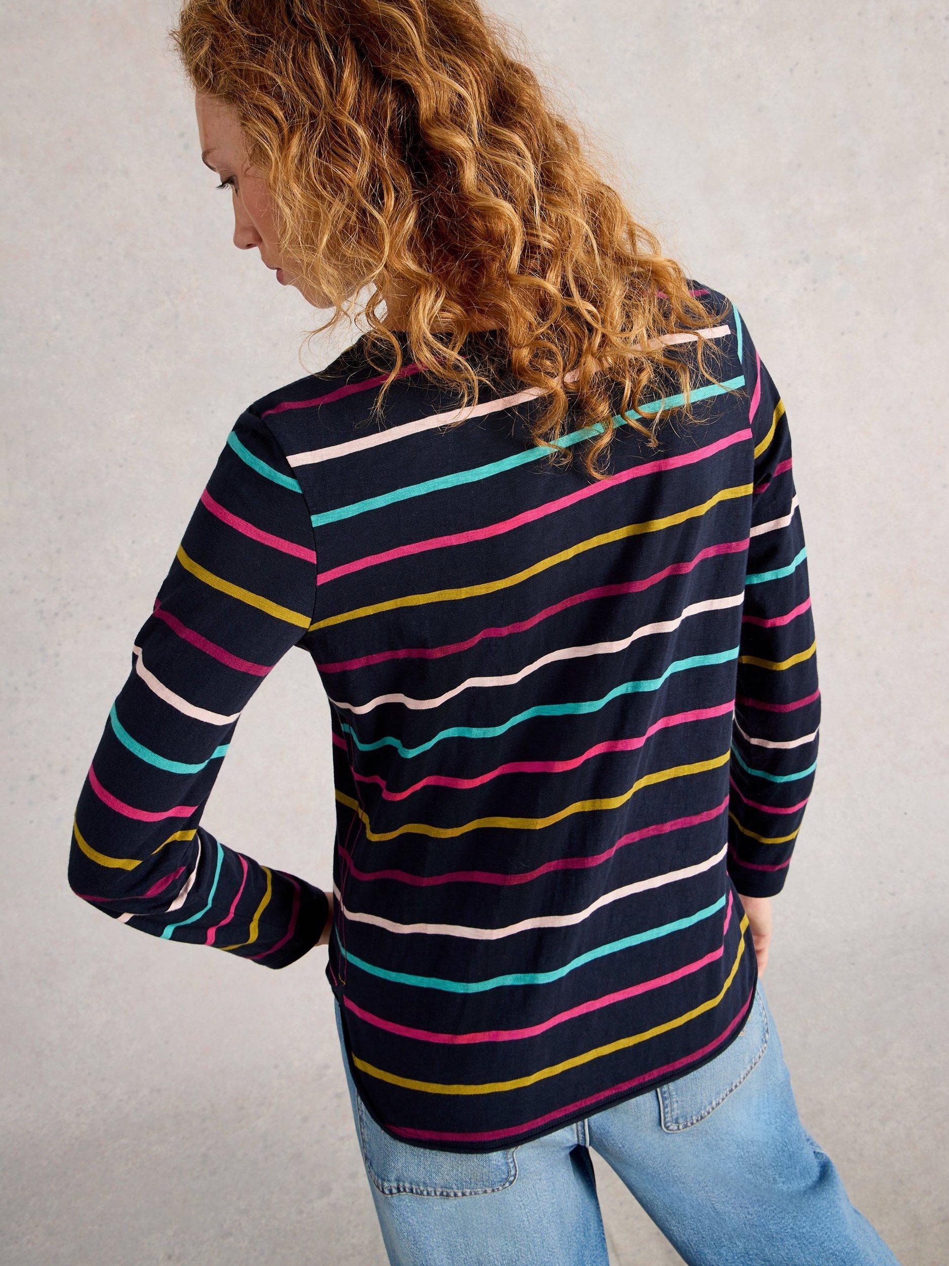 Product image 2 of 6, which shows White Stuff Clara Stripe Top, Navy/Multi, 6