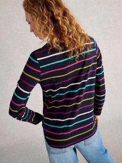 White Stuff Clara Stripe Top, Navy/Multi - view 2, Navy/Multi