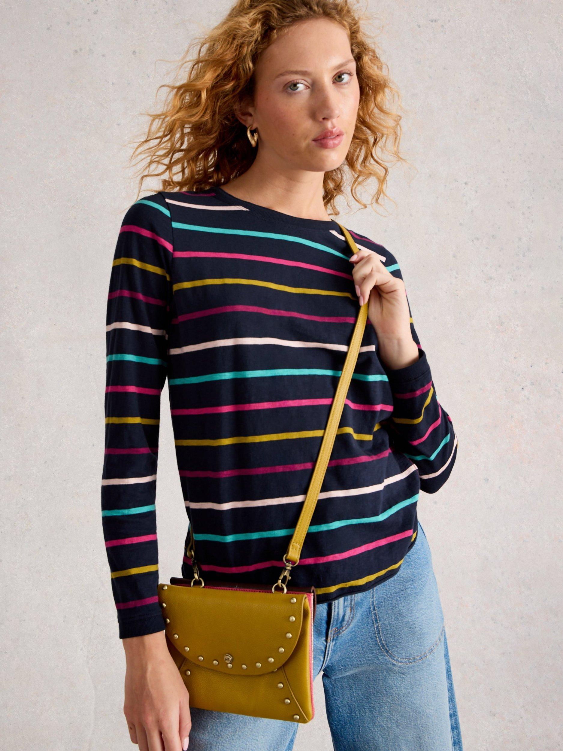 Product image 3 of 6, which shows White Stuff Clara Stripe Top, Navy/Multi, 6