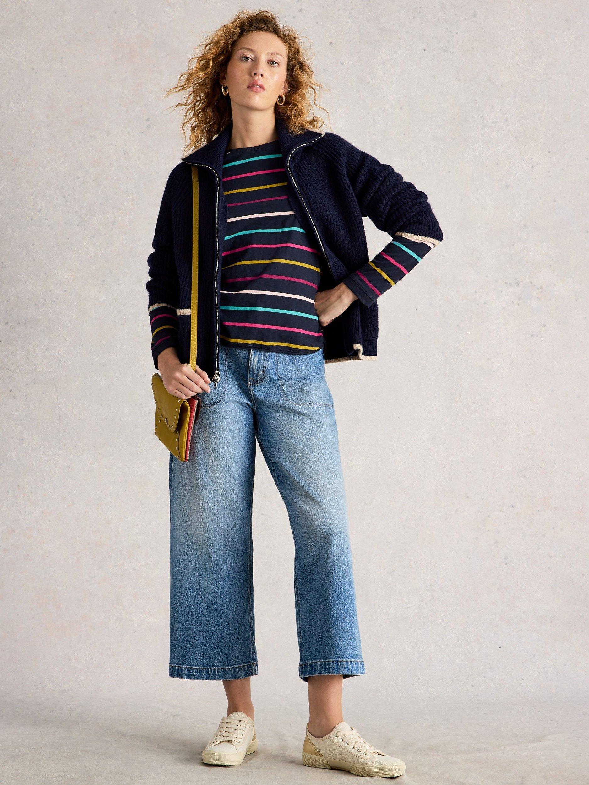 Product image 4 of 6, which shows White Stuff Clara Stripe Top, Navy/Multi, 6