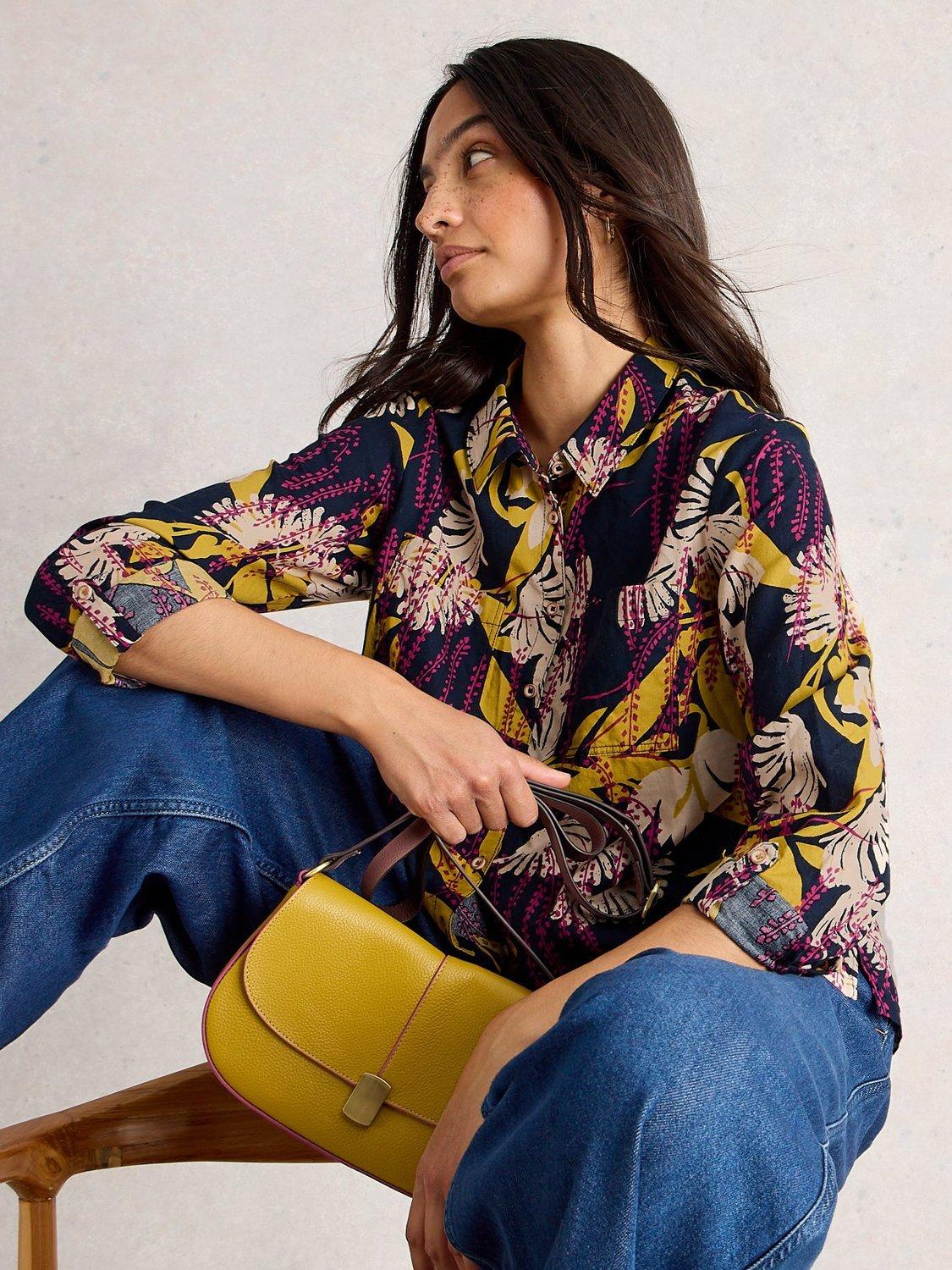 Product image 4 of 6, which shows White Stuff Sophie Floral Jersey Shirt, Navy/Multi, 6