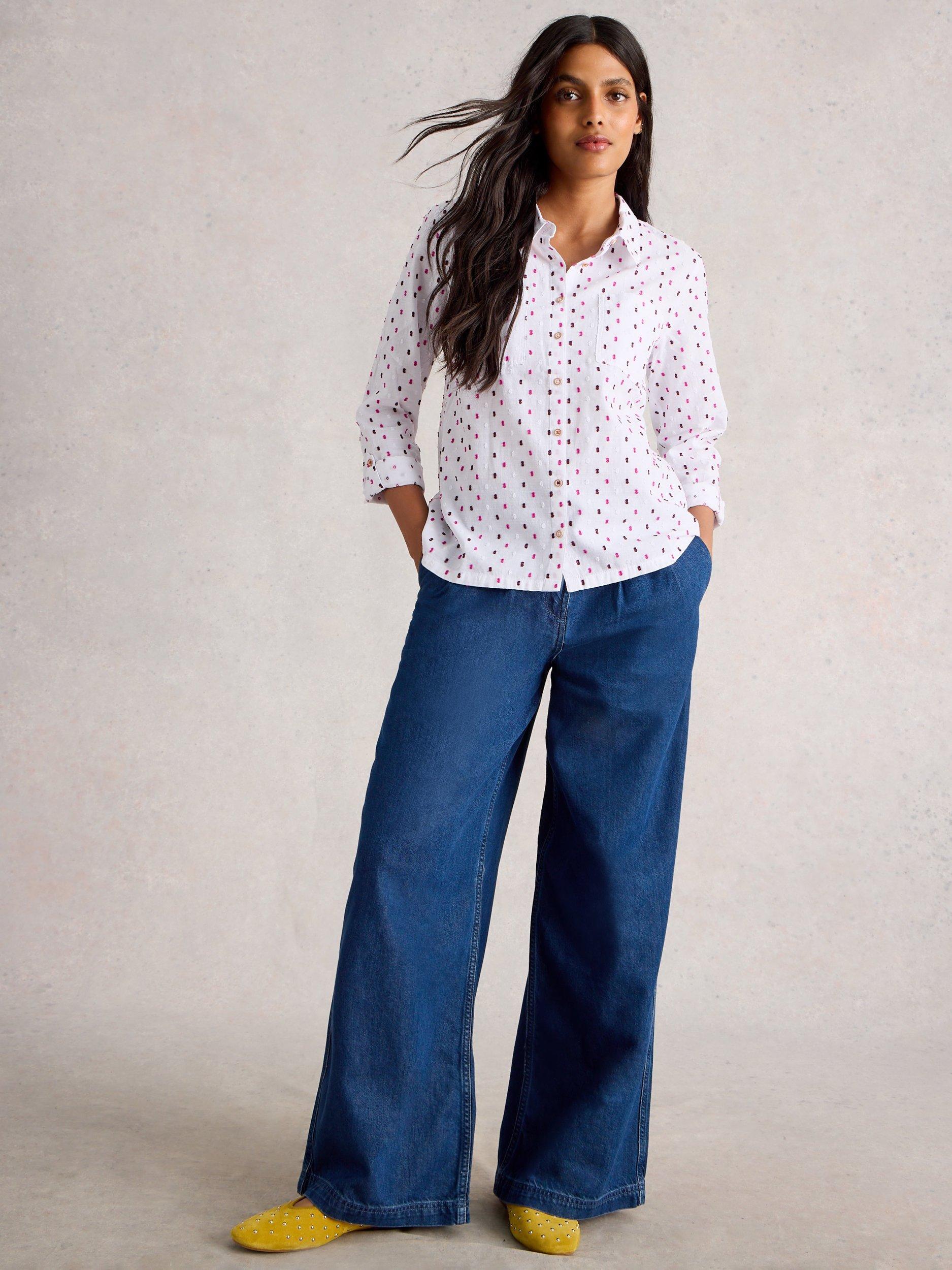 Product image 1 of 6, which shows White Stuff Sophie Embroidered Dash Shirt, White/Multi, 8