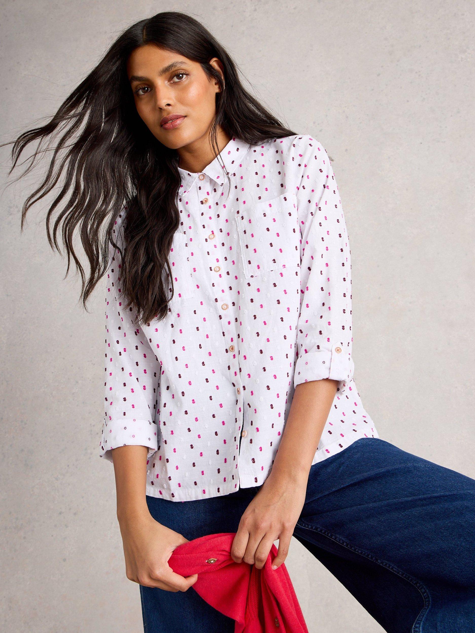 Product image 3 of 6, which shows White Stuff Sophie Embroidered Dash Shirt, White/Multi, 8