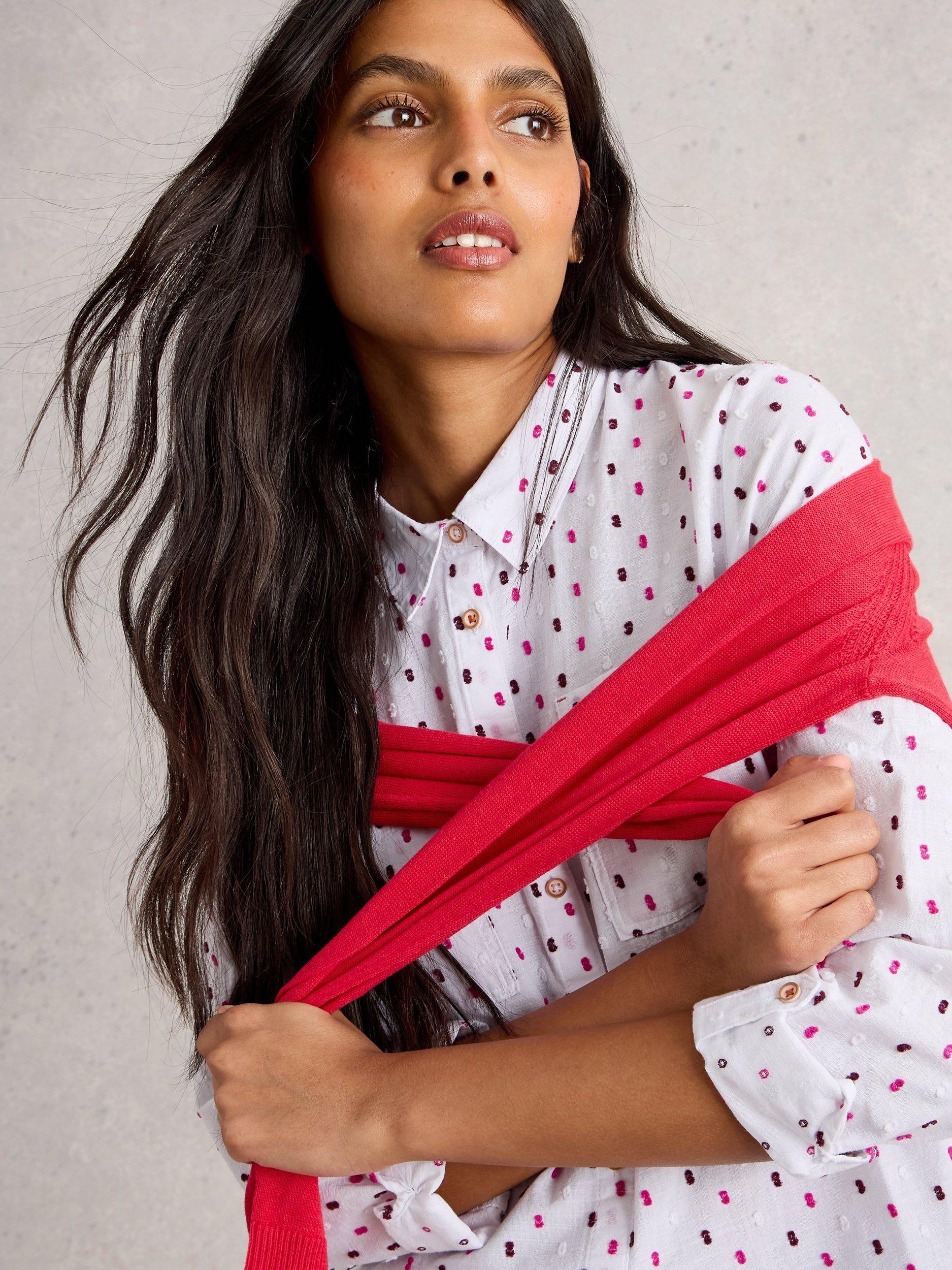 Product image 4 of 6, which shows White Stuff Sophie Embroidered Dash Shirt, White/Multi, 8