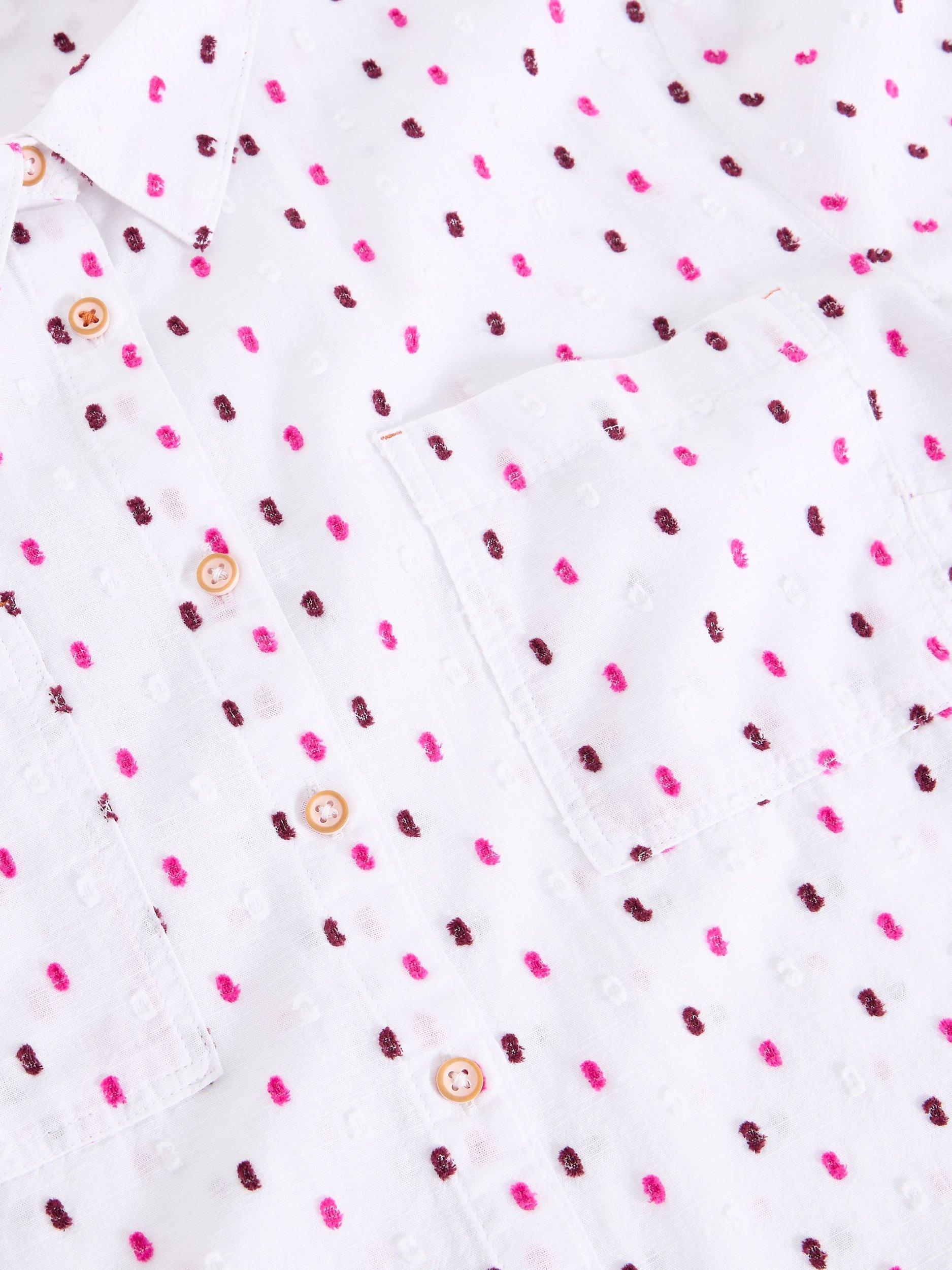 Product image 6 of 6, which shows White Stuff Sophie Embroidered Dash Shirt, White/Multi, 8