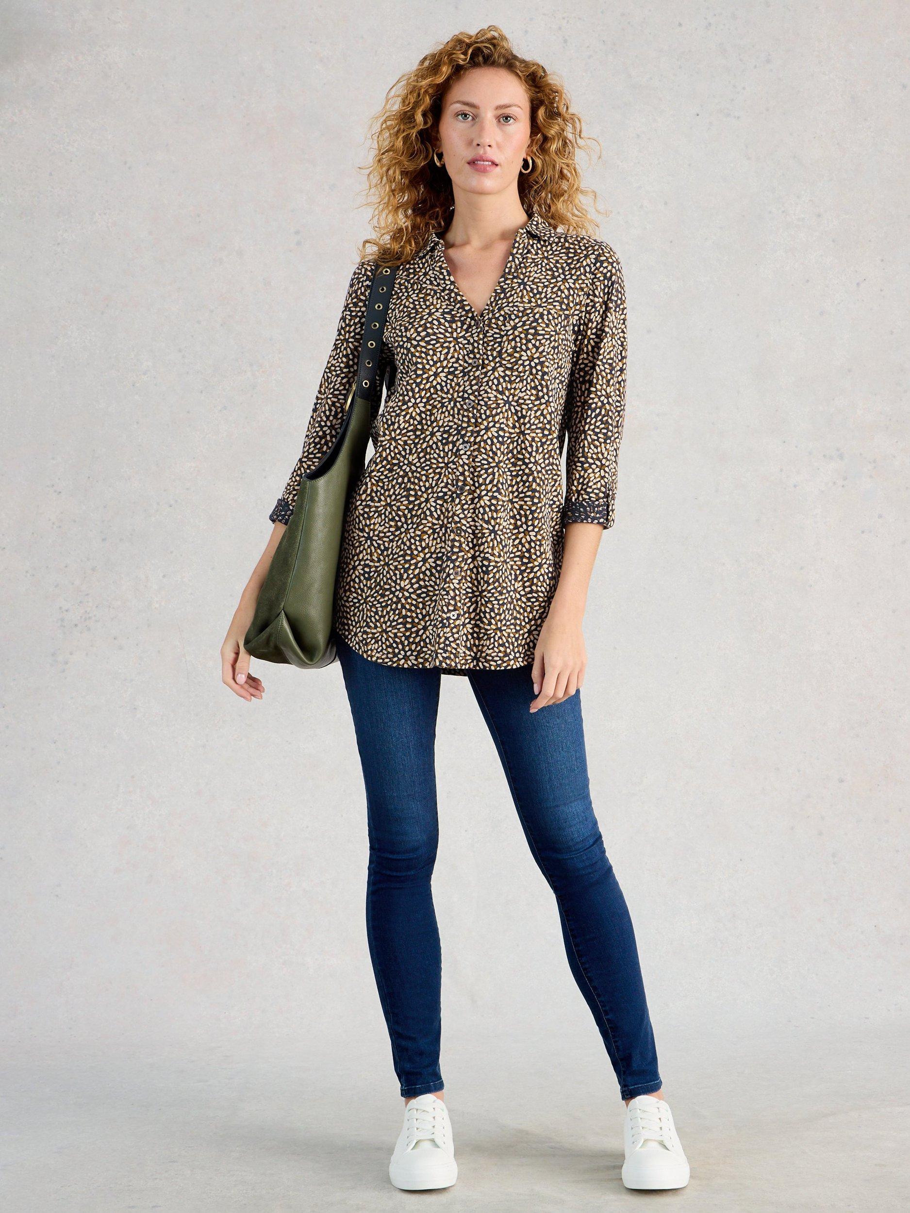 Product image 1 of 6, which shows White Stuff Annie Floral Longline Shirt, Navy, 8