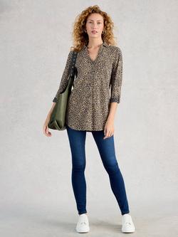 White Stuff Annie Floral Longline Shirt, Navy, Navy