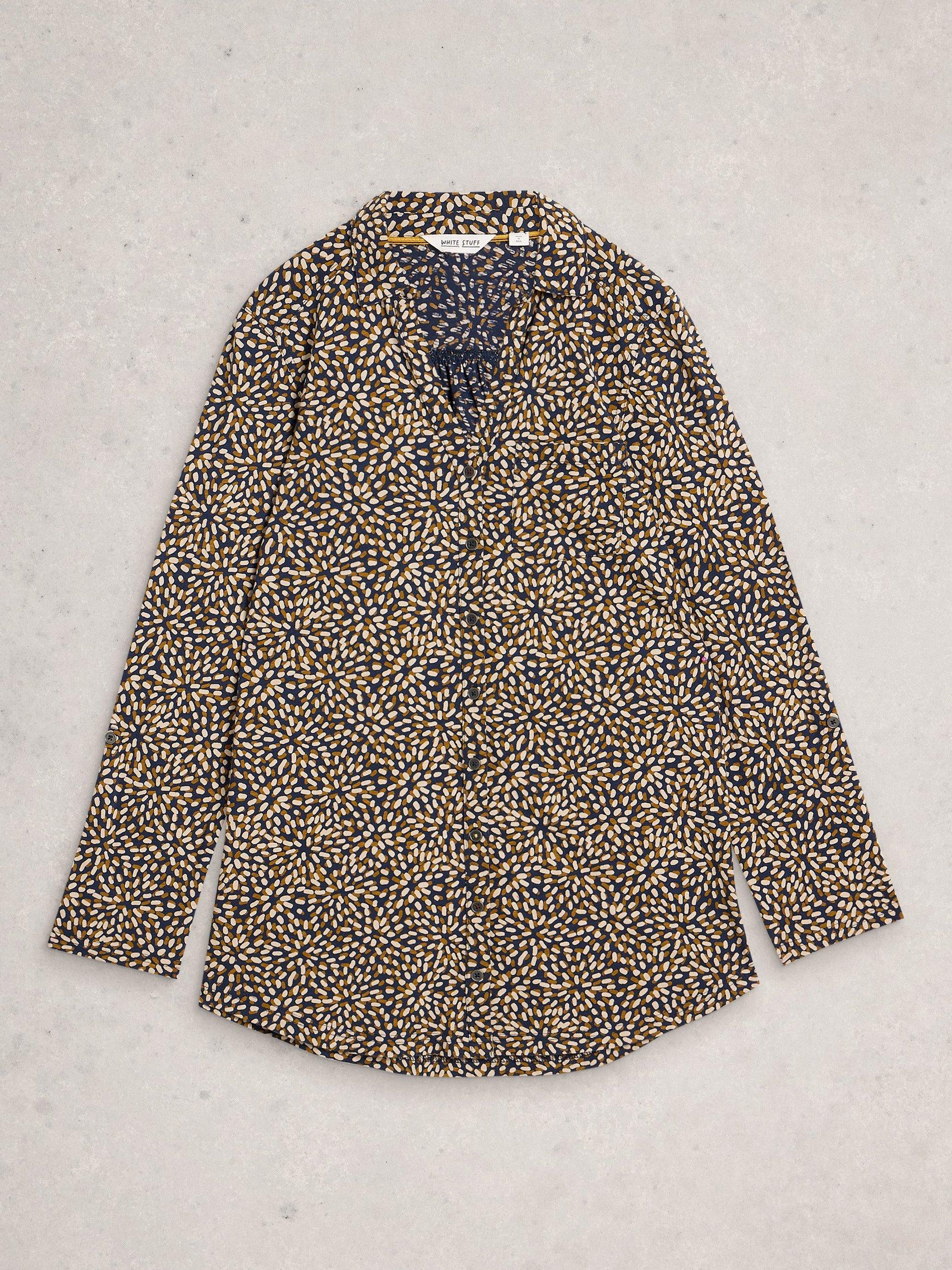 Product image 5 of 6, which shows White Stuff Annie Floral Longline Shirt, Navy, 8