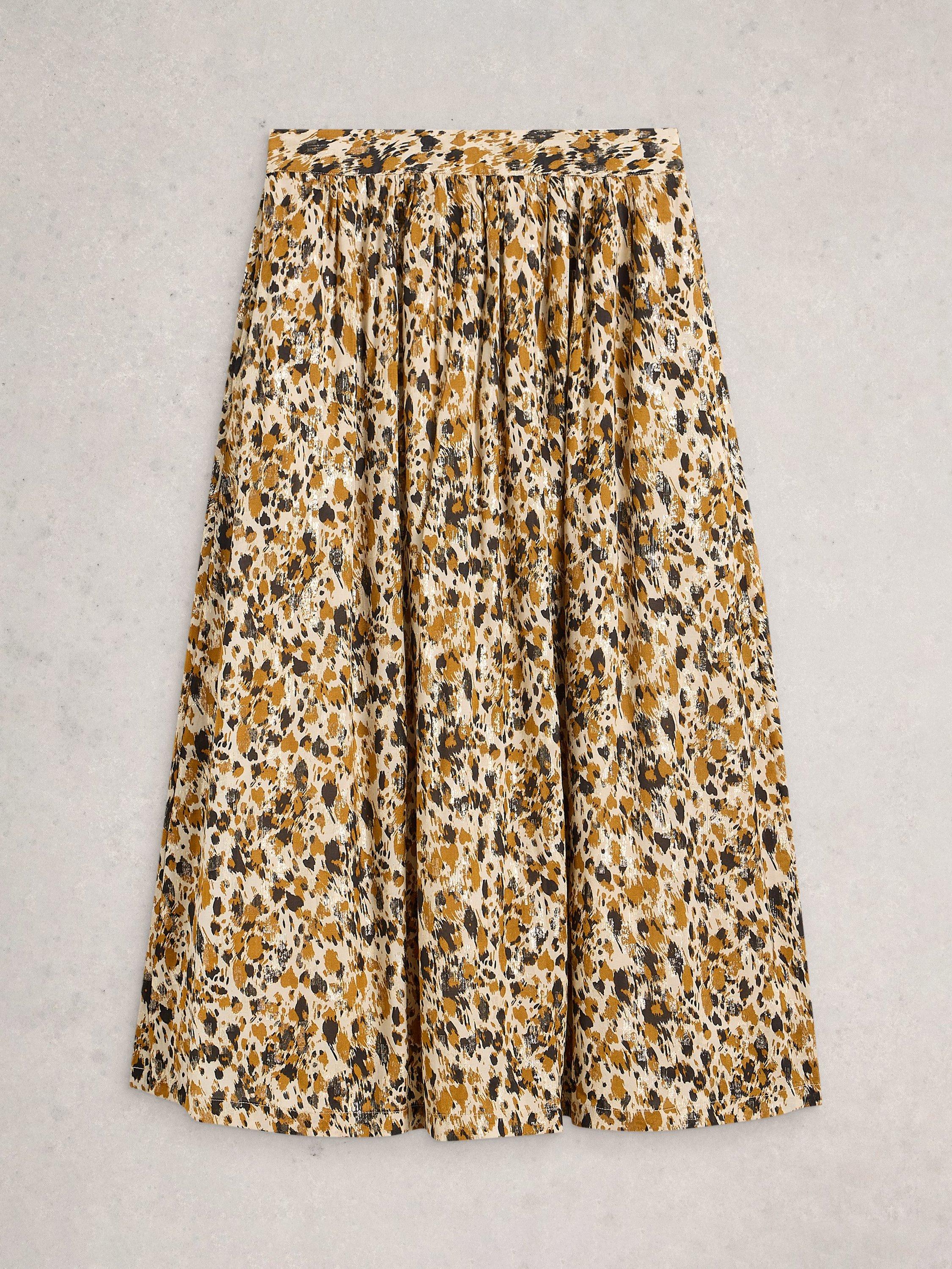 Product image 5 of 6, which shows White Stuff Ari Metallic A-Line Flared Midi Skirt , Chart/Multi, 6