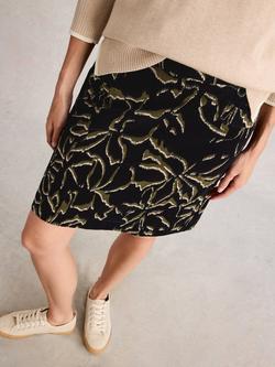 White Stuff Coral Cotton Blend A Line Mini Skirt, Black/Multi