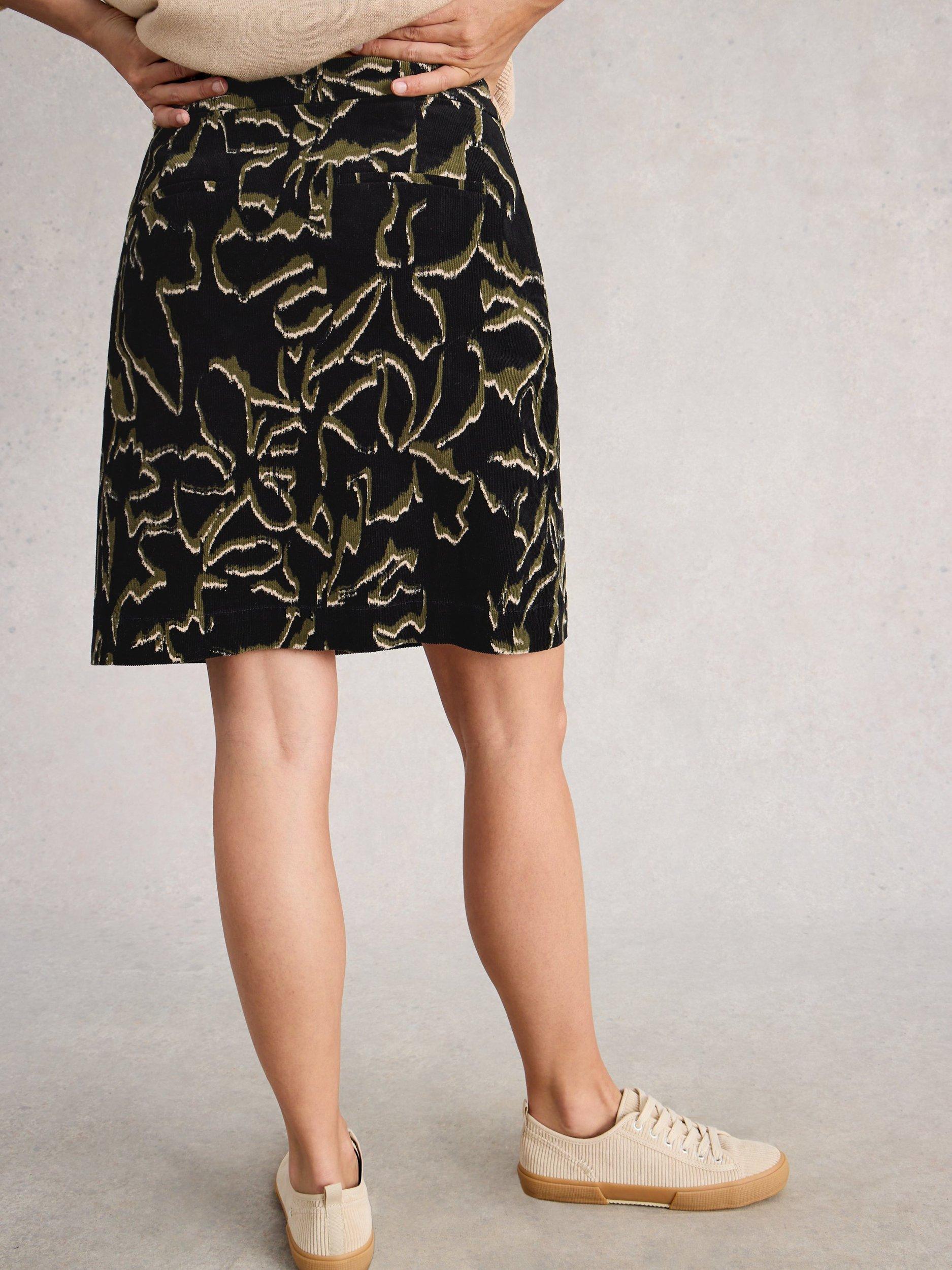 Product image 2 of 6, which shows White Stuff Coral Cotton Blend A Line Mini Skirt, Black/Multi, 6