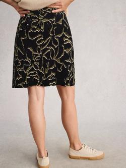 White Stuff Coral Cotton Blend A Line Mini Skirt - view 2, Black/Multi