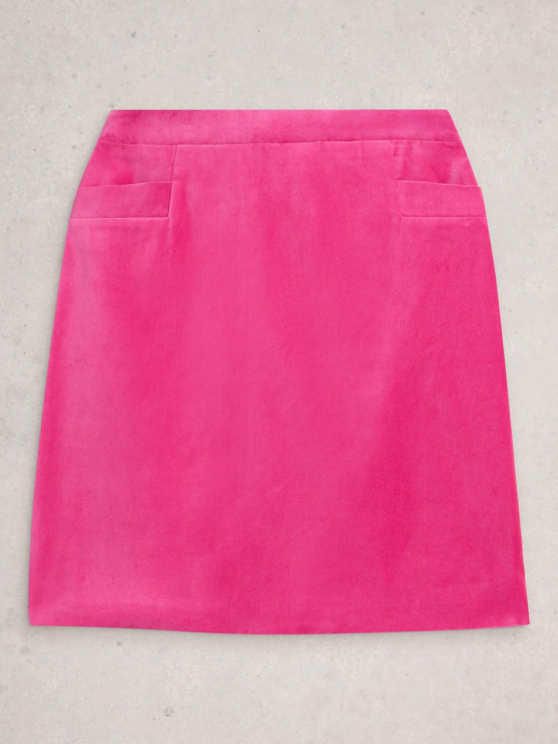 Product image 5 of 6, which shows White Stuff Coral Cotton A Line Mini Skirt, Bright Pink, 8