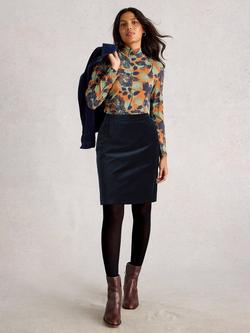 White Stuff Coral Pure Cotton A-Line Skirt, Dark Navy, Dark Navy