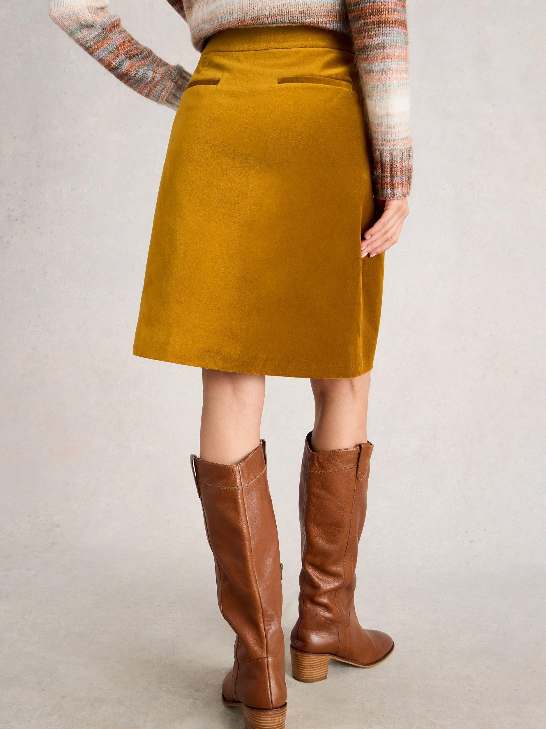 Product image 2 of 6, which shows White Stuff Coral Velour Skirt, Dark Chart, 8