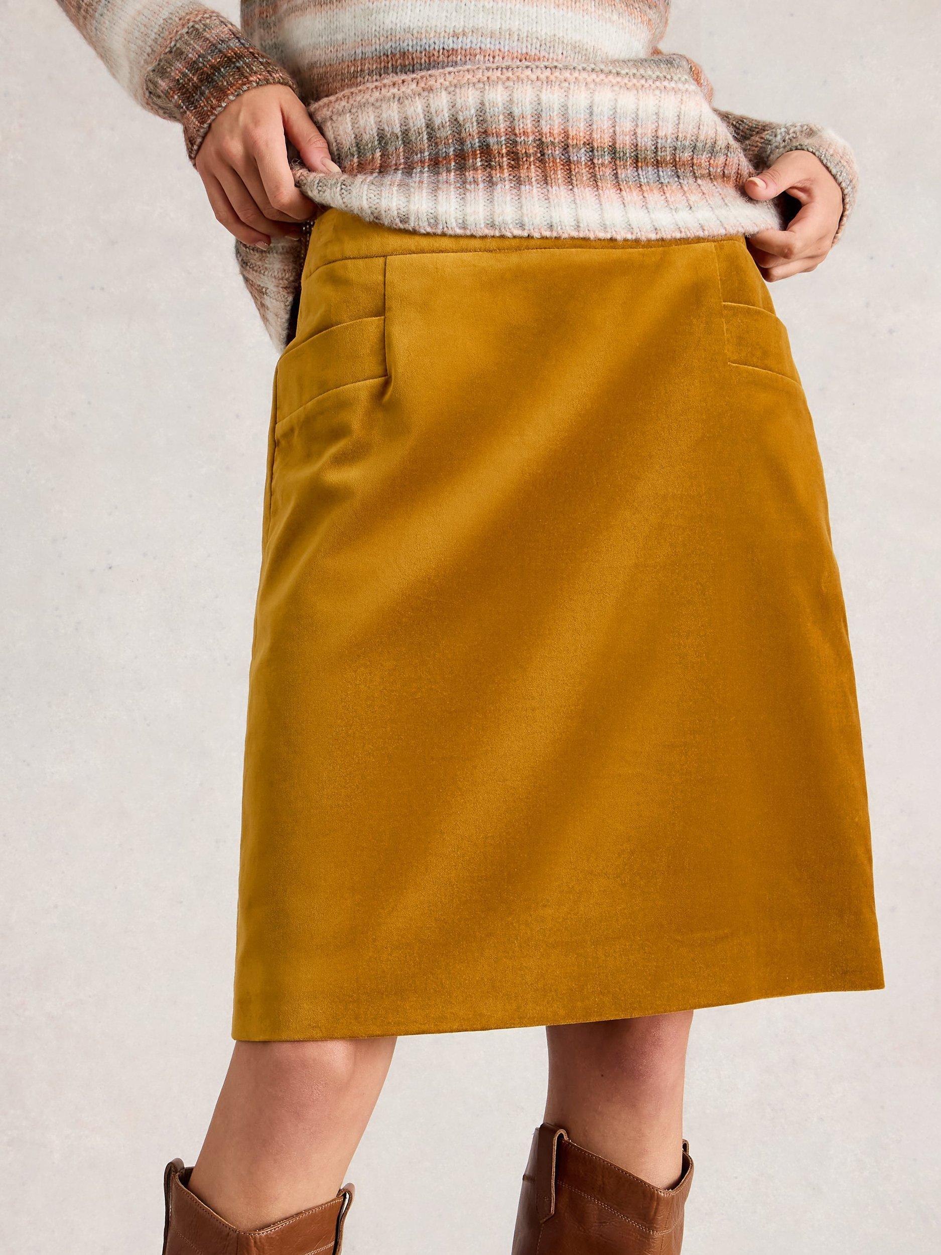 Product image 4 of 6, which shows White Stuff Coral Velour Skirt, Dark Chart, 8