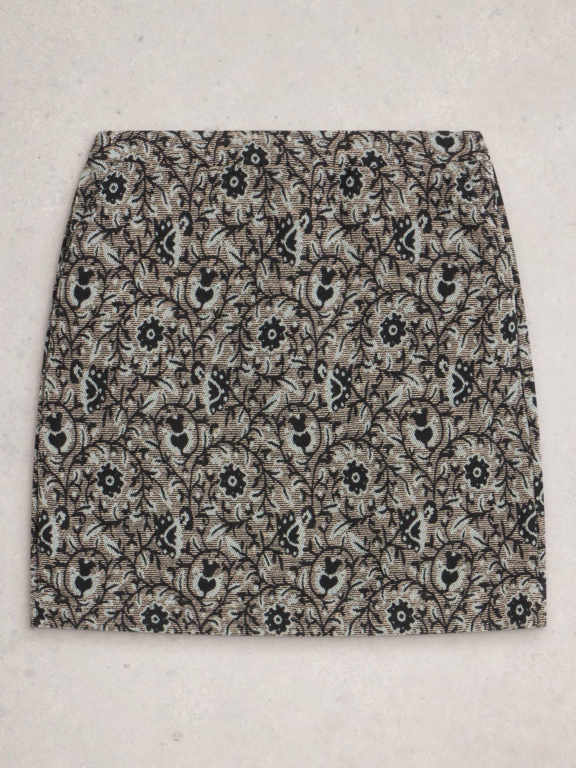 Product image 5 of 6, which shows White Stuff Coral Jacquard Mini Skirt, Grey/Multi, 16