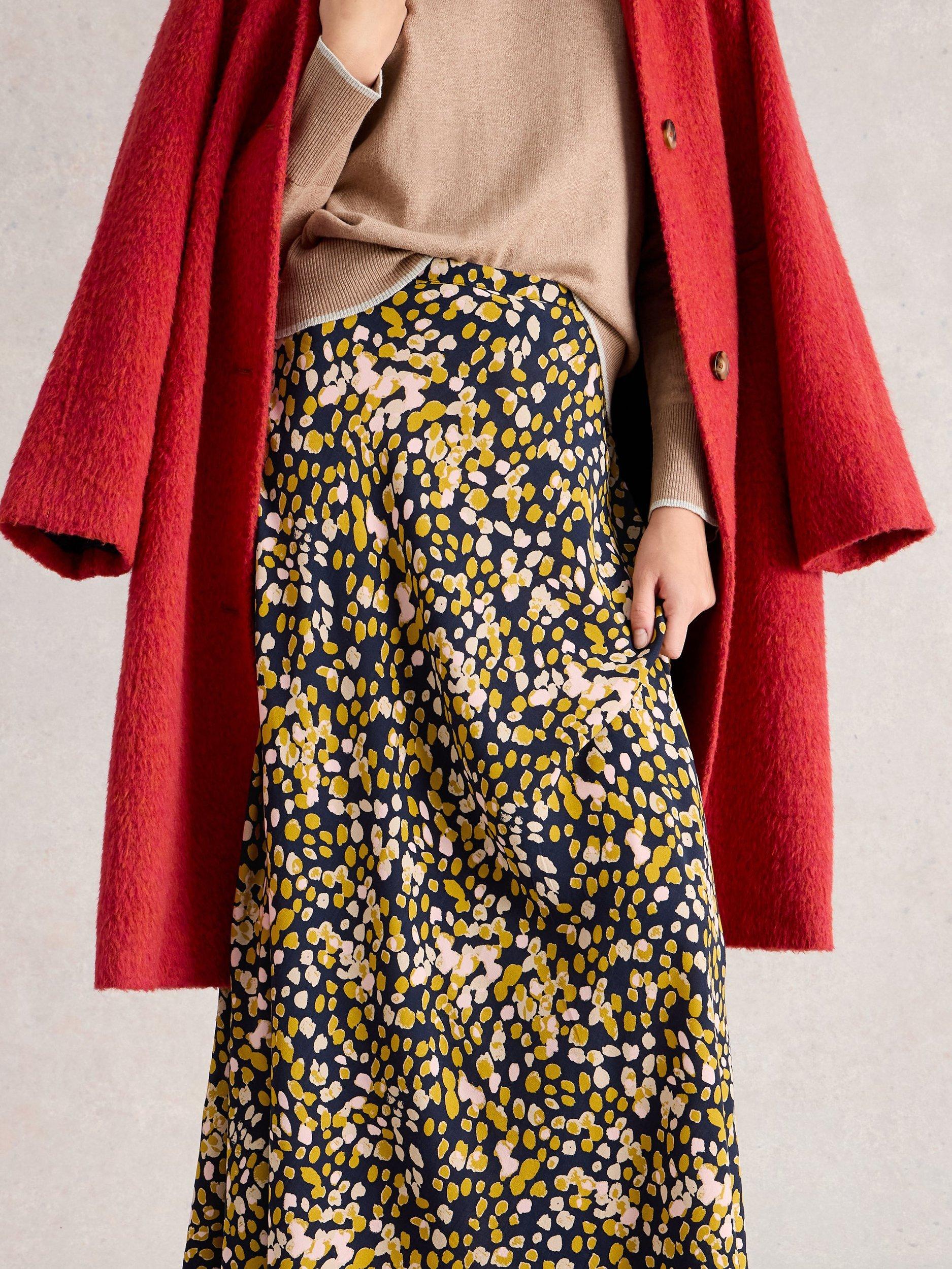 Product image 4 of 6, which shows White Stuff Hope Spot Bias Cut Maxi Skirt, Chartreuse/Multi, 8