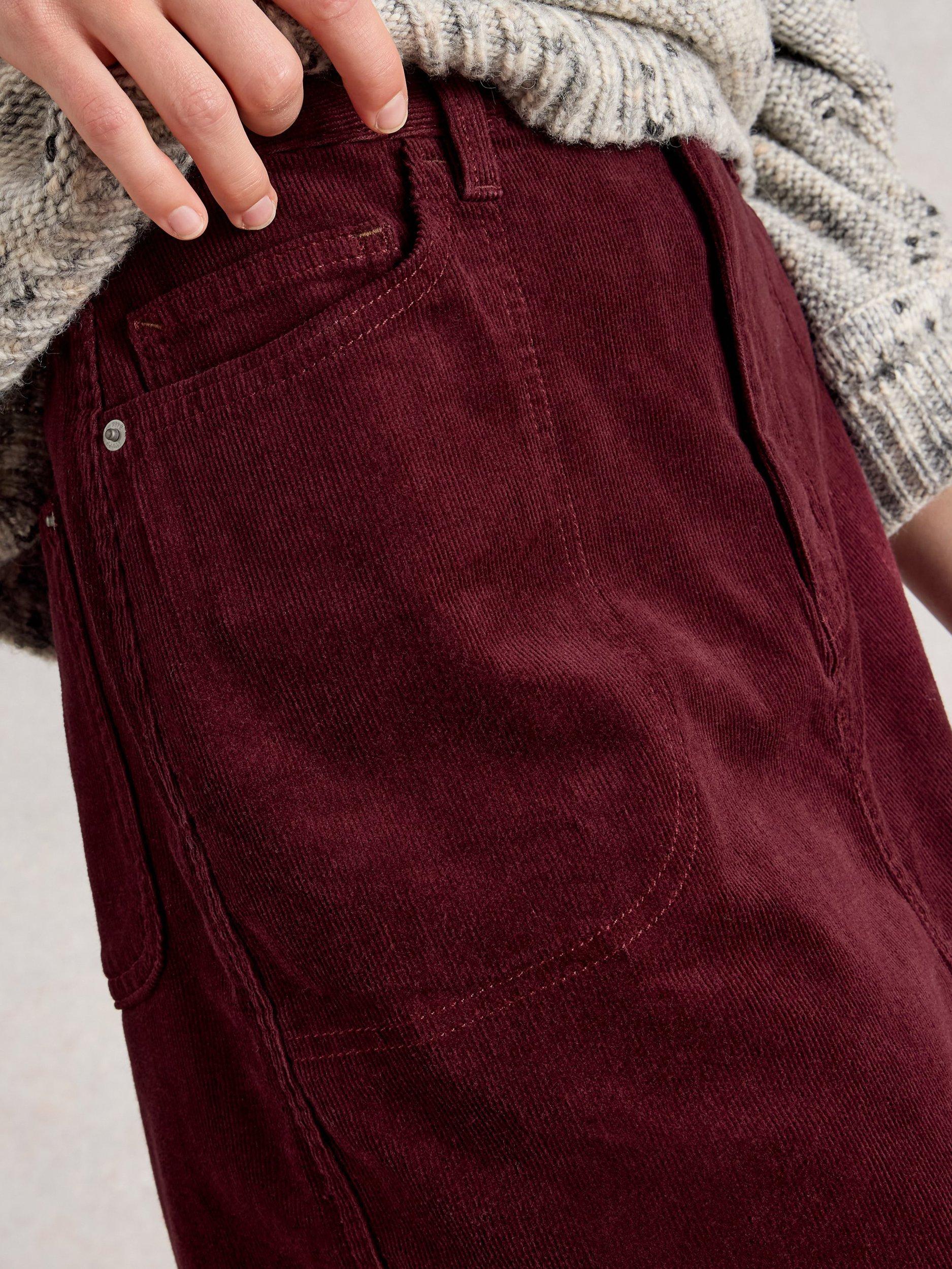 Product image 3 of 6, which shows White Stuff Tia Cotton Blend Midi Skirt, Dk Plum, 20