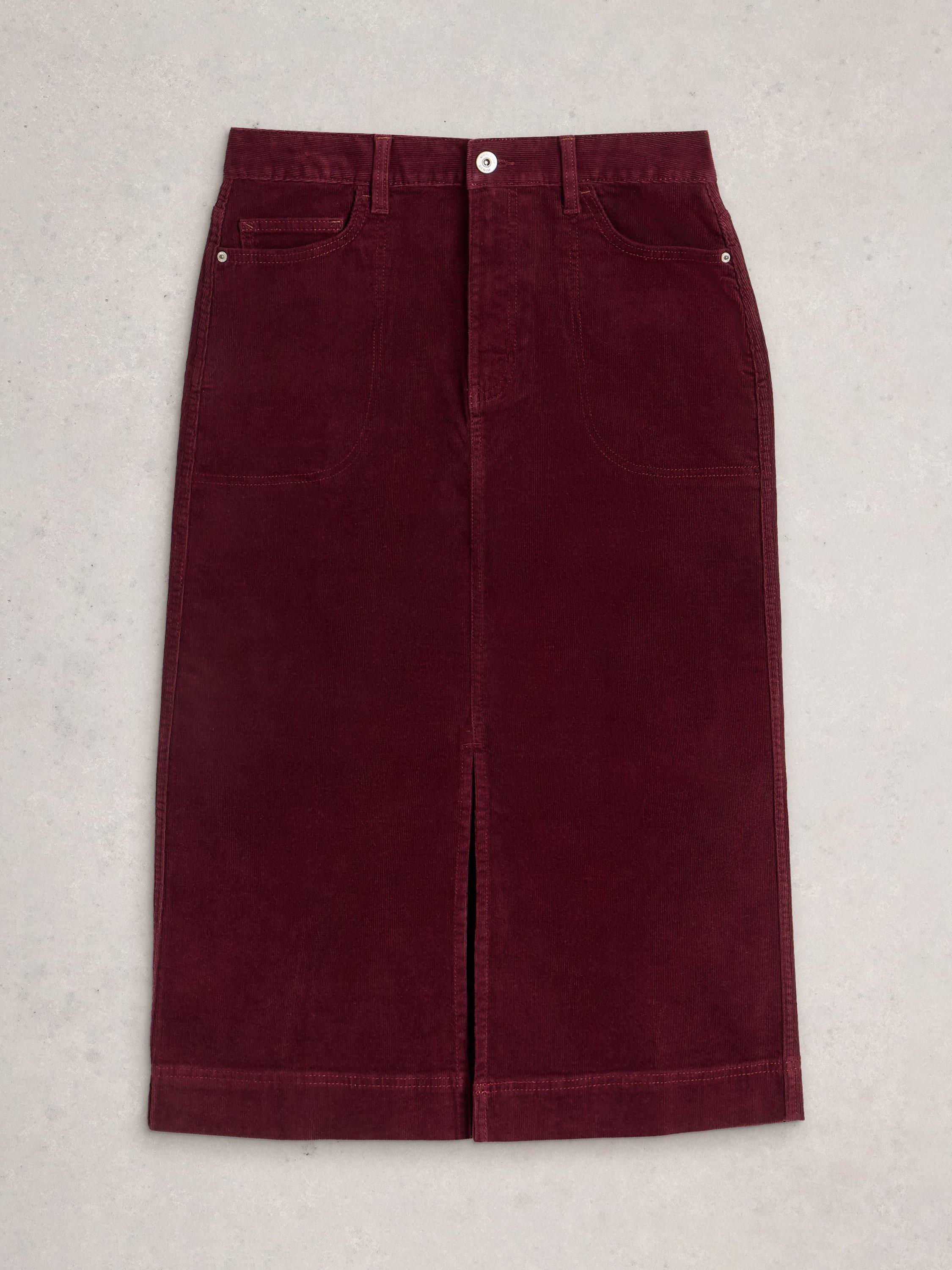 Product image 5 of 6, which shows White Stuff Tia Cotton Blend Midi Skirt, Dk Plum, 20