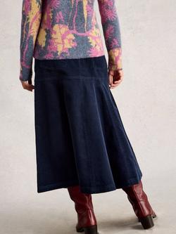 White Stuff Quinn Corduroy Midi Skirt, Dark Navy - view 2, Dark Navy