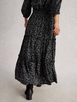 White Stuff Remi Metallic Tiered A-Line Midi Skirt - view 2, Black/Multi