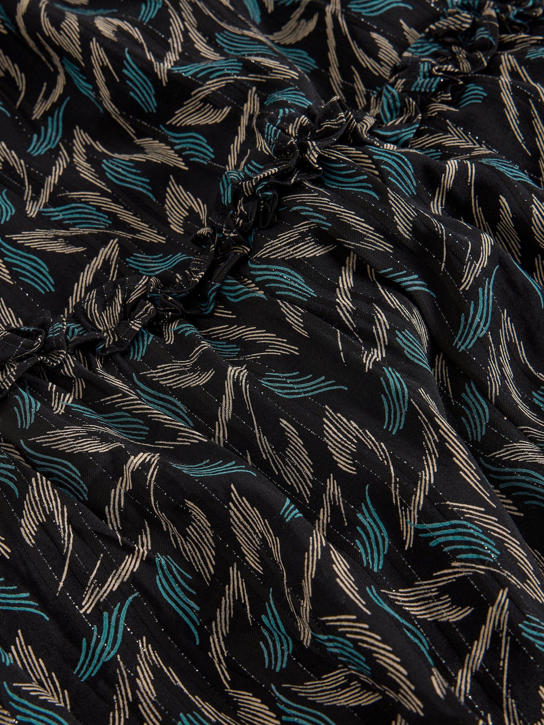 Product image 6 of 6, which shows White Stuff Remi Metallic Tiered A-Line Midi Skirt , Black/Multi, 6