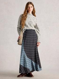 White Stuff Sara Geometric Print Bias Cut Maxi Skirt, Blue/Multi
