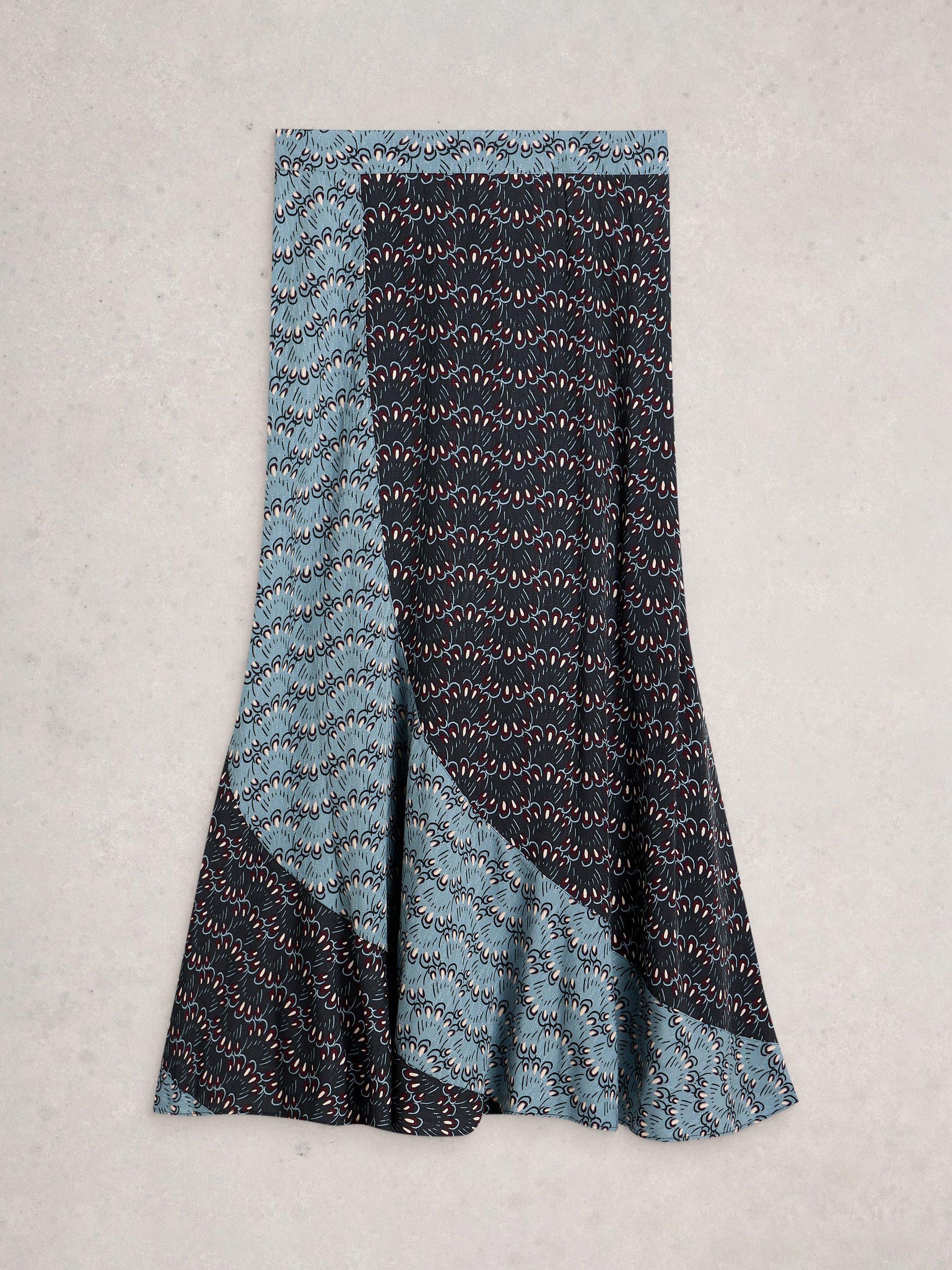 Product image 5 of 6, which shows White Stuff Sara Geometric Print Bias Cut Maxi Skirt, Blue/Multi, 6