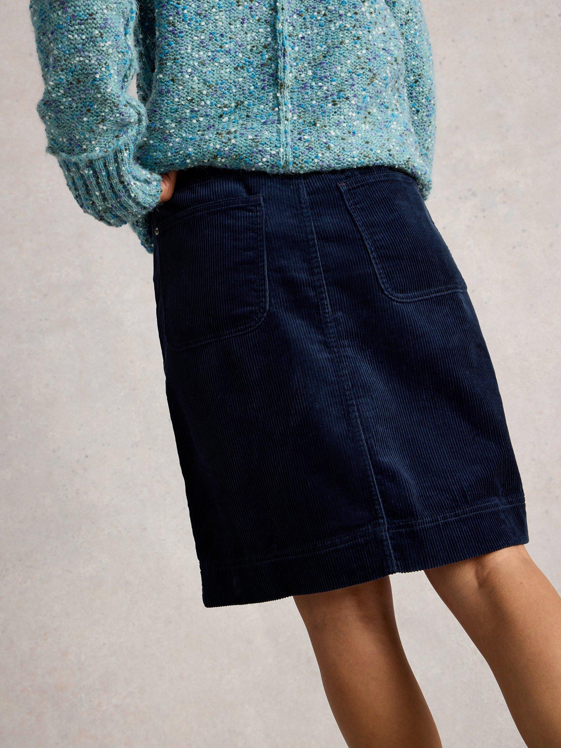 Product image 2 of 6, which shows White Stuff Tia Corduroy Mini Skirt, Dark Navy, 6
