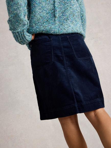 White Stuff Tia Corduroy Mini Skirt, Dark Navy - view 2, Dark Navy